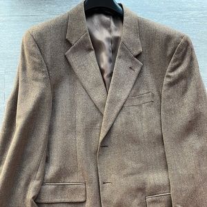Jos A Bank Mens 43L - Long - Three Button Sport Coat - Brown Herringbone